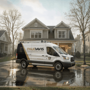 Paul Davis 24/7 emergency restoration van at a home in Triad-West, Piedmont & Mountain Region, NC